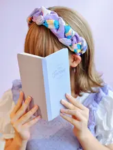 カチューシャ ハンドメイド 三つ編み パッチワーク バイカラー パープル