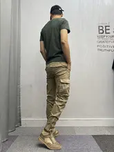 アメリカンスタイルの作業パンツ【メンズ・スリムフィット・春秋用・ストレッチ・多ポケット・リブ付き】
