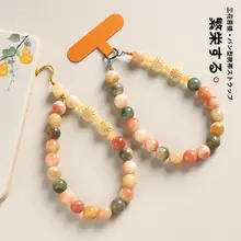 菩提デザインのスマホ用ハンドストラップ【女性向け・精緻な装飾・ビーズ付き】