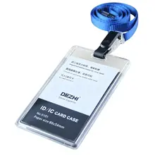 DEZHI アクリル製 透明社員証ホルダー【ストラップ付き・シンプルデザイン】