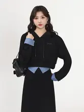 黒の学院風トップスとハイウエストスカート【女性用・シンプル・コーディネート可能】（セットアップ対応）