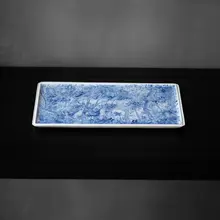 手描き青花の長方形茶盤【茶具用・干泡台付き】