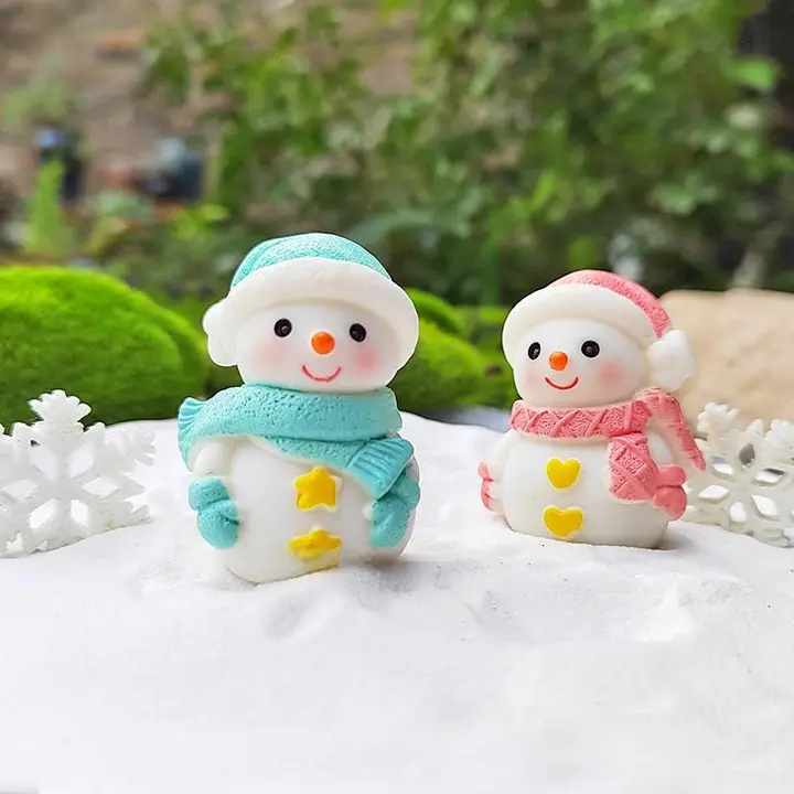 ミニ可愛いクリスマス雪だるまのミニチュアインテリアデコレーション【卓上飾り・ギフトにも最適】
