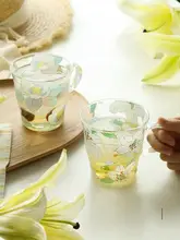 高品質ボロシリケートガラス製 マグカップ【美しいデザイン・オフィス用・ハンドル付き】