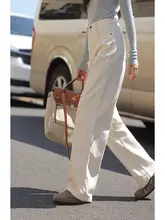 ホワイトデニムパンツ【レディース・ゆったりストレート・フィット・秋用】