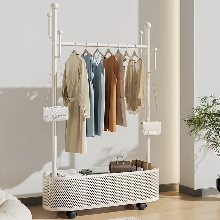 移動可能な室内用ハンガーラック【シンプルデザイン・衣類収納用】