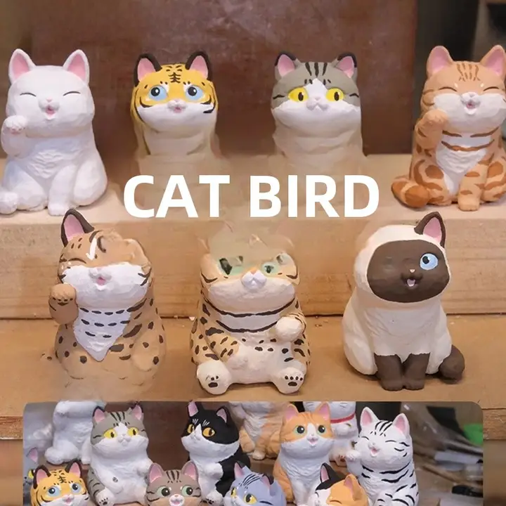 木彫りの猫の島 フィギュア【かわいいデザイン・ブラインドボックス・コレクション用】