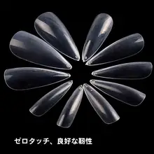 長尖頭透明ドレス用ジェルネイルチップ【薄型・フルカバー・光療対応】