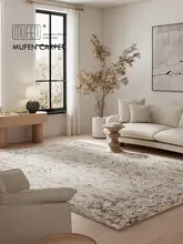 MUFEN フランス風ビンテージデザインラグ【リビング・寝室兼用・クリームカラー】