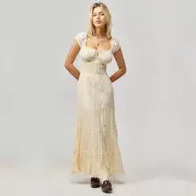 水洗のプリーツ加工が魅力的なドレス【松柔らかなコットン・ウエスト絞り・ロング丈】