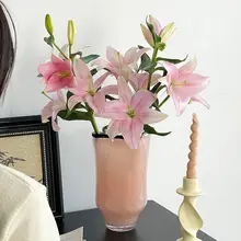 柔らかなピンクの琉璃製花瓶【水養生用・広口デザイン・新中式】