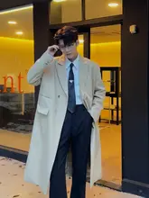 秋冬用メンズ コー  ト【中長丈・ゆったりシルエット・ダブルブレストデザイン】