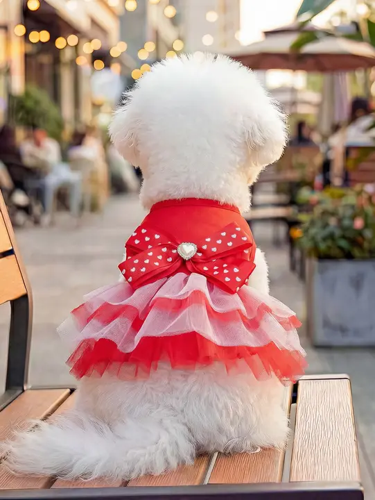 春夏用犬服【赤いプリンセスデザイン・ふんわりスカート・小型犬用】