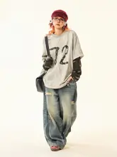 長袖Tシャツ レディース カモフラージュ柄 フェイクレイヤード USED加工 アメカジ ヴィンテージ 初秋 「MKGO」
