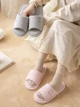 秋冬用リネンスリッパ【男女兼用・室内用・静音・コットンリネン素材】