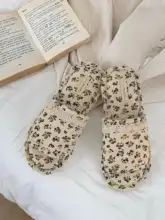 レトロ花柄コットンリネンモカシン【春夏秋冬用・スイートデザイン・室内用】