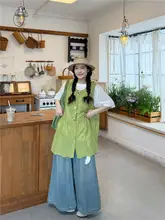 背心ワンピースとTシャツ、デニムパンツ（セットアップ対応）