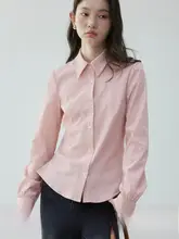 ウエストマークデザインのワンボタンシャツ【サイドスリット・春用・女性用】