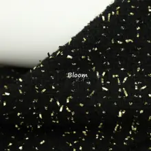 デザイン性の高い精致なツイード生地【黒と金の立体的な金糸織り・粗紡】（セットアップ対応）