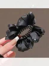 後頭部用 ヘアクリップ【ブラック・フリルデザイン・ボリュームアップ効果】