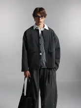 680GウールフリースUnvesno(UN) シンプルカジュアルラウンドネックジッパーコート