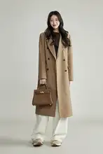 小柄女性用 キャメル色 ウール混ダブルフェイスコート【冬用・ミドル丈・正肩デザイン】