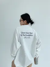 春用 フィット ロゴプリント コットン長袖Tシャツ【女性用・オーバーサイズ・カジュアル】