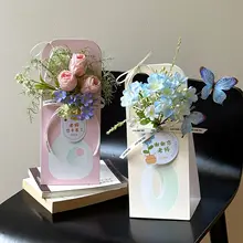 高級感ある紫色の花束とカード【教師向け・感謝のギフト・フェイクフラワー・思い出の品】