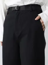 ユニセックス ディトブラックストレートパンツ【ウェスト・ウォッシュコットン】