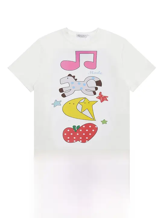 カジュアルなアニメプリント 半袖Tシャツ【女性用・夏用・極上の柔らかさ】（セットアップ対応）