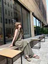 流浪アーティスト風デザインビスチェドレスとトラウザー（セットアップ対応）
