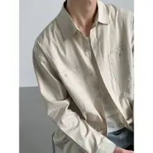 春秋用 長袖ラフシャツ【メンズ・韓国スタイル・ルーズフィット・無地】