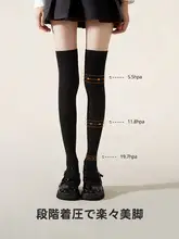 黒色強圧パフォーマンスレギンス【秋冬用・女性用・ハイソックス・膝上丈】