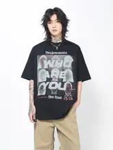 アメリカンヴィンテージ風 人物プリント コットン短袖Tシャツ【ユニセックス・フィット・夏用】
