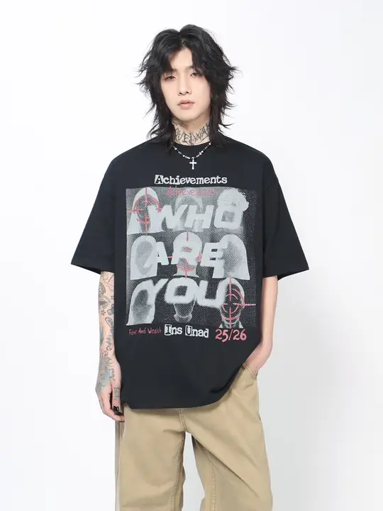 アメリカンヴィンテージ風 人物プリント コットン短袖Tシャツ【ユニセックス・フィット・夏用】