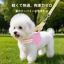 小型犬用 かわいい配色の調整可能な引き紐【防爆・胸背中用】