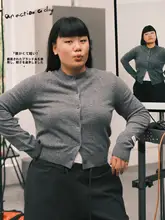 極上の柔らかさ！ボタン付きウールニットカーディガン【短丈・スタイル】