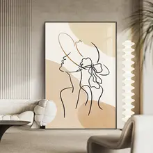 ログクリーム風 リビングソファ 背景壁装飾絵画
