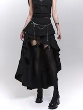 独特で美しいデザイン！黒の不規則型ロングスカート【夏用・女性用】