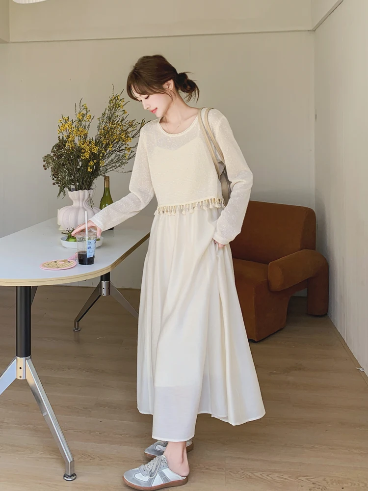 2月に着る春のコーデで迷わない！フリンジニットカーデとワンピースの2点セットは、アラフォー女性にぴったり？