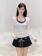 UVカットトップス レディース 長袖 白 薄手 Uネック ホルターネック スリム おしゃれ 夏 「IFSAWX」