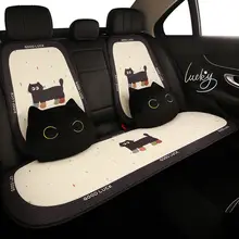可愛い黒猫デザインの車用シートカバー【防滑・フロント用・半包タイプ・後部座席対応】