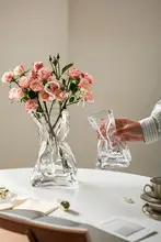 花瓶 リビング 家庭用 透明ガラス シンプル 創造的 装飾品
