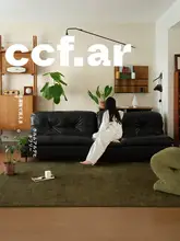 フランス産オークモス風デザインの二重洗えるリビングカーペット【グリーン・お手入れ簡単】