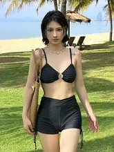 女性用 ビキニ3点セット【長袖パーカー・セクシー・大きいサイズ・温泉用】（セットアップ対応）