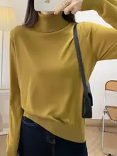 極上の柔らかさ！ハイネック細羊毛ニットトップス【春秋用・プレーン・女性用】