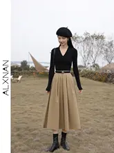 秋冬向けの暖かいコーヒーカラーの百褶スカート【ハイウエスト・女性用・ファッション】（セットアップ対応）