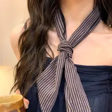 ストライプ柄ロングスカーフ【女性用・アート風・多用途】