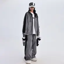 草木灰色のスエード風保温スキーウェア【男女兼用・秋冬用・滑りやすさアップ】（セットアップ対応）