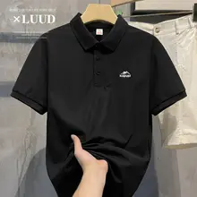 ポロシャツ メンズ 半袖 山モチーフ刺繍 シンプル スリムフィット 着回し 都会的「LUUD」